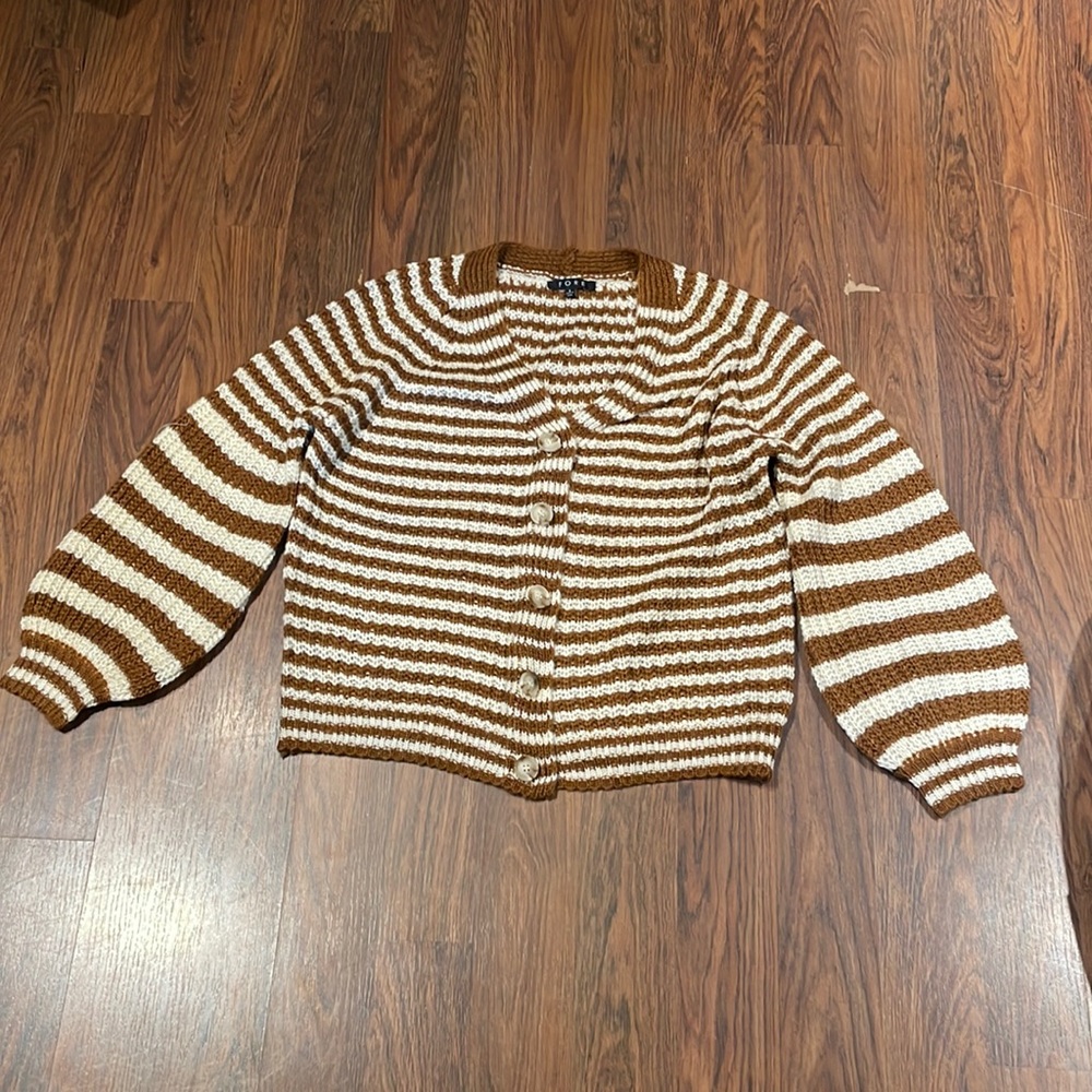 Fore Striped Button Down Cardigan - Cropped & Oversized